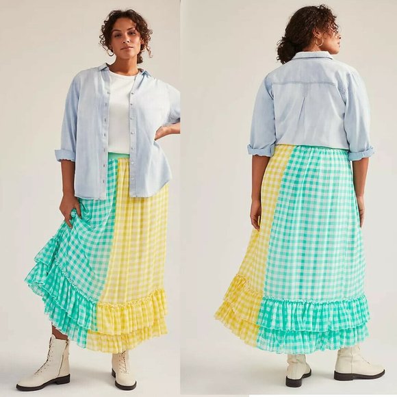 Anthropologie Eva Franco Lynsey Gingham Maxi Skirt size S new nwt - Picture 2 of 10